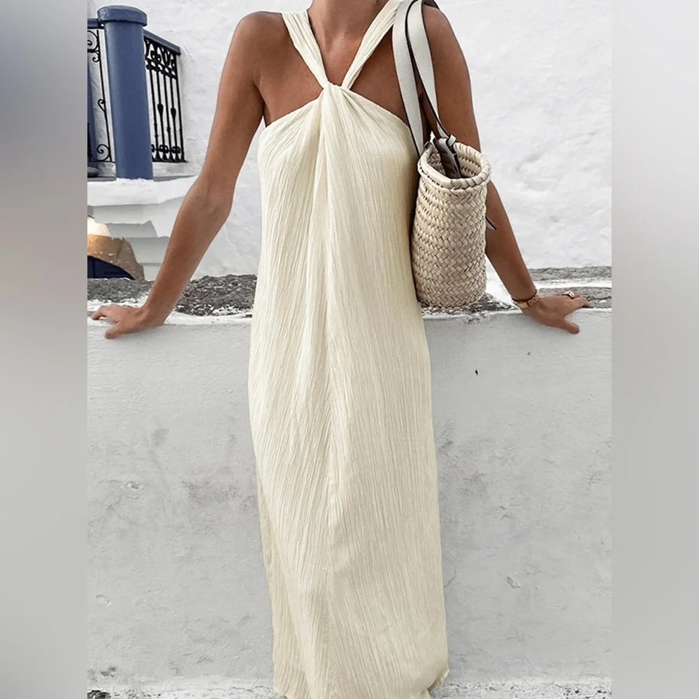 COMMENSE NWT CREAMY KNOT MAXI DRESS - Picture 6 of 7